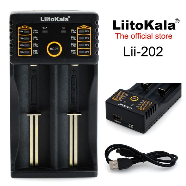 Liitokala lii-s2 lii-202 lii-402 lii-s4 3,7v 3.2v 3.85v 1.2v aa / aaa 26650 14500 16340 25500 18650 Chargeur intelligent de batterie au lithium