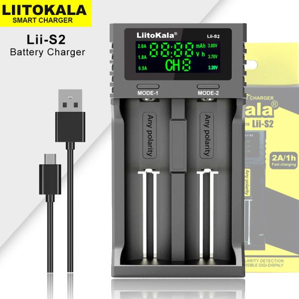 Liitokala lii-s2 lii-s4 lii-c2 lii-500 lcd 3.7v 1.2v 18650 18350 18500 14500 26650 aa nimh cargador de batería de litio recargable