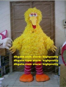 Costume de mascotte de gros oiseaux jaunes sympathiques mascotte Sesame Street Street Long Fur avec grand corps joufflu Taille adulte n ° 534