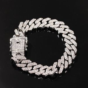 Net als Diamond Men Hip Hop Iced Out Tennis Collier Armband Wristlet Luxe 18 K Gold Plating Dames Briljante Cubaanse link Sieraden