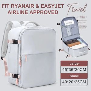 Likros sac de cabine Ryanair 40x20x25 Easyjet 45x36x20 sac à dos pour femmes sacs à dos de voyage pour ordinateur portable bagage à main approuvé par la compagnie aérienne 240130