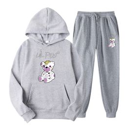 Lil Peep Bear Sportswear Suits para hombres Pantalones de chándal Outumn Winter Fleece Ropa corriendo Jogging Track Sapited