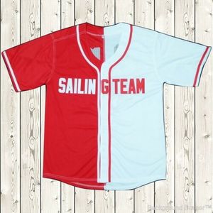 Lil Yachty # 44 Sailing Team Baseball Jersey Stichting Boot Ikon Rood Wit NWT Jerseys Topkwaliteit