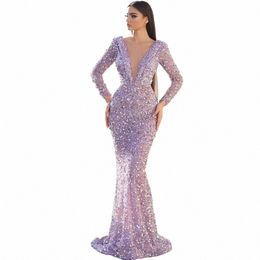 LILAC Evening Dres Gowns Sirène V Neck 2023 LUXE LG SLANCES PRIDINES PERVE ÉLÉGANT SEXY POUR FEMMES PARTIE CUSSION A3GW #