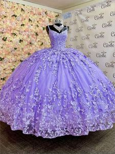 Lilac lavendel prinses Quinceanera-jurken met wrap cape vlinder veter korset prom zoete jurk vestidos de 15 anos