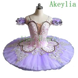 Lila Roze Doornroosje ballet tutu meisjes Beige Roze professionele ballet kostuums bloemenfee klassiek ballet jurk pannenkoek tut209N