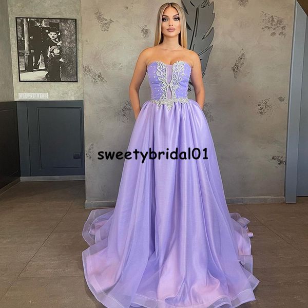 Lilas robe de bal une ligne 2022 dentelle Appliques moyen-orient robe de soirée￩e de mariage Quinceanera Porm robes