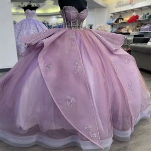 Lilas violet princesse robe De bal Quinceanera robes perlées Appliques robes De 15 Anos robes De bal 322