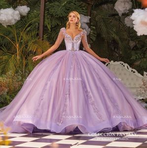 Lila Paars Sparkly Prinses Quinceanera Jurken 2024 Crystal Gillter Kwastje Corset vestidos de 15 anos quinceaneras 2024