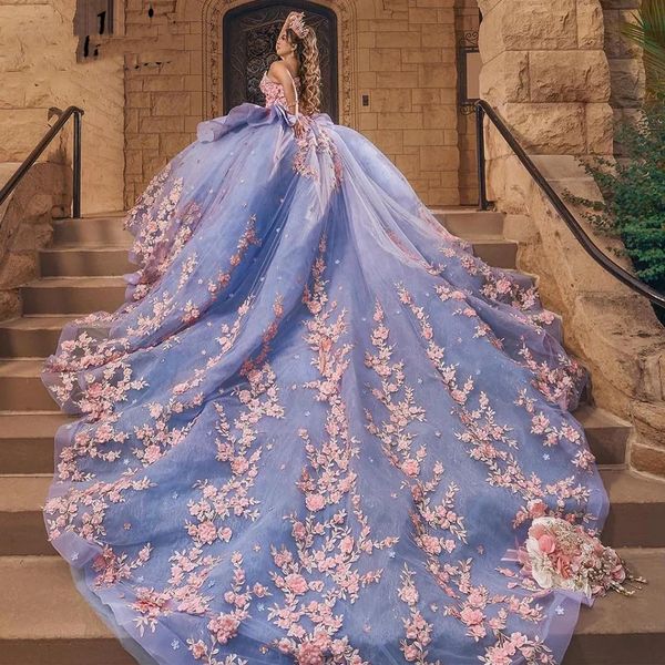 Vestido lila para quinceañeras 2024, vestido de fiesta de princesa con hombros descubiertos, dulce 16 XV Miss cumpleaños, vestidos mexicanos