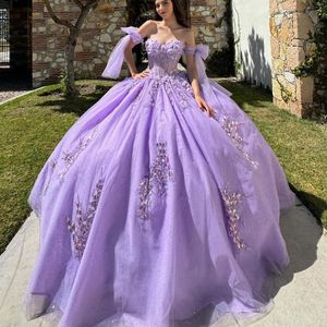 Lilas quinceanera robes 2024 princesse girls bal riches d'anniversaire princesse sweet 15 16 robes vestidos