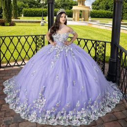 Lilas Quinceanera Robes 2024 Princesse Douce 16 Ans Fille Robes De Fête D'anniversaire Appliques Dentelle Tulle Robes De 15 Quinceanera