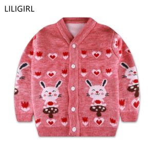 LILIGIRL Bébé Filles Garçons Pulls Mode Dessin Animé Imprimer Enfants Vestes d'extérieur Printemps et Automne Enfant Cardigan Pull 211106