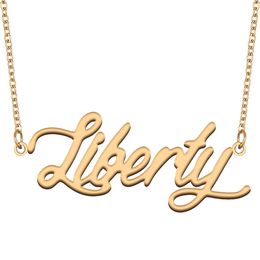 Liberty naamkettingen hanger op maat gepersonaliseerd voor dames meisjes kinderen beste vrienden moeders geschenken 18k verguld roestvrij staal