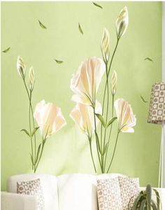 Lelie bloemen muursticker op de muur vinyl muurstickers gome decor slaapkamer achtergrond muurstickers7459093