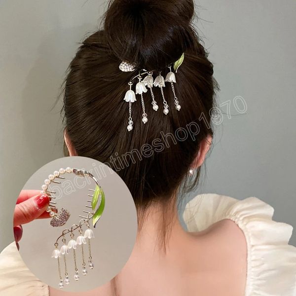 Muguet gland queue de cheval boucle pince à cheveux mode dames or pince à cheveux rétro élégant cheveux accessoires pour femme