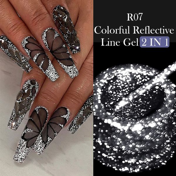Lilycute 5 ml Reflective paillettes Gel Polonais Silver Bright Silver Sparkling Sequins Night joli pour Manucure Nail Art Painting Gel 240520