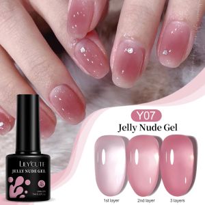 Lilycute Jelly Rose Nude Gel Rigoux de ongles translucides Gel Vernis Vernis Semi Permanent Gel Varnis Nail Art UV Gel Varnis