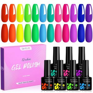 Lilycute Nail Gel Polish Set 7ml Spring été Couleur de fluorescence semi-permanente Tous pour les ongles de manucure Kit de vernis de gel d'art 240510