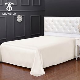 Lilysilk Silk Flat Sheet Pure 100 Natural Mulberry 19 Momme Naadloze luxe King Queen Home Textile 220514