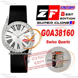 GALA GALA G0A38160 Quartz Swiss Womens Watch Zf Steel Case Diamonds Célange Silver DIAL BLACK TAST STRAP SUPER EIDE LADIES LADES PURETITE RELOJ HOMBRE F2