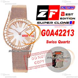 Limelight Gala G0A42213 Zwitserse kwarts Womens Watch ZF Rose Gold Diamonds Bezel Silver Dial Stainless Steel Mesh Bracelet Super Edition Ladies Watches Puretime Reloj
