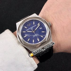 Beperkte 40mm GP LAUREATO MIYOTA Automatische Herenhorloge 81010-11-431-BB6A Blue Texture Dial Steel Case Lederen Band Sport Horloges Hello_Watch 03A (3)