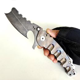 Versi￳n limitada personalizada HEETER CIPSWORKS Man of War Cuchillo plegable pesado Negro S35VN BLADE TC4 CULTIVOS DE TITANIO Equipo al aire libre Herramientas de campamento t￡ctico EDC de bolsillo