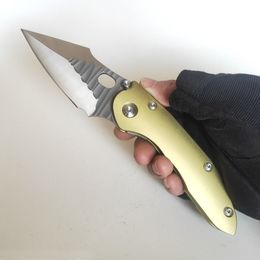 Limited Custom Version Stitch Folder Borka Zakmes Rock Grind M390 Blade Gouden Titanium Handvat Praktische Outdoor Uitrusting Jacht EDC Tactical Tools