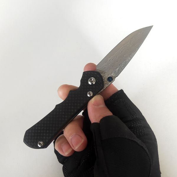 Version de personnalisation limitée Chris Reeve Couteau pliant Petit manche en fibre de carbone Inkosi Lame de Damas Poche EDC Couteaux d'extérieur Tactique Camping Outils de chasse