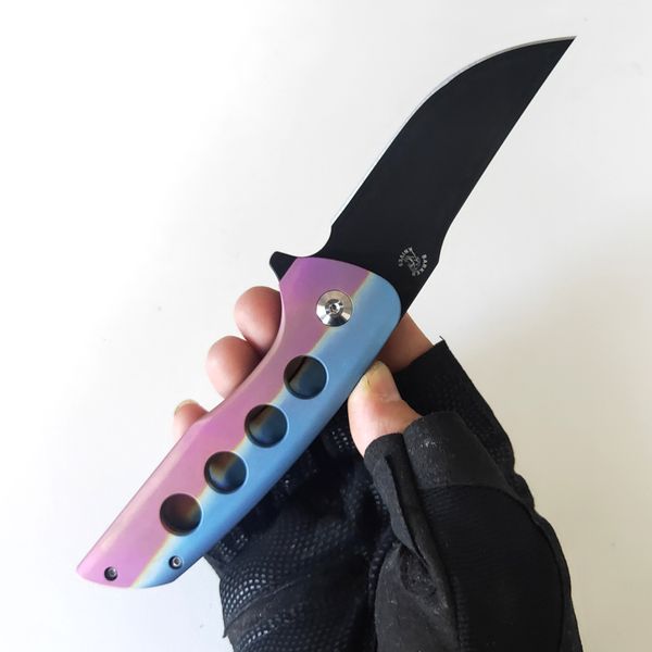 Versión de personalización limitada Cuchillo plegable Cuchillos Barker Hokkaido Flipper TC4 Mango de titanio Alta dureza Negro Hoja M390 Buenas herramientas para exteriores Táctico EDC