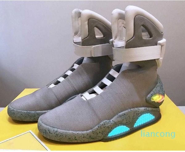 Bottes en édition limitée Air Mag Sneakers Marty Mcfly's air mags Retour vers le futur Glow in Dark Grey Led Shoes Lighting Black Red Boots