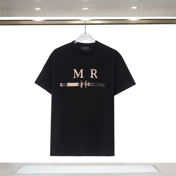 Camiseta de diseñador de edición limitada de 2023 año del conejo nuevas camisetas para parejas ropa de calle camisa de moda de verano diseño de impresión de letras con tinta salpicada pareja corta S-3XL