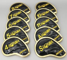 Edición limitada bordado Honma Beres Golf Irons Club Headcover Set Gold Crystal PU Golf Head Cover para hierros 411SA 10PC9661286