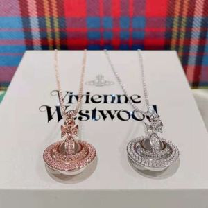 Limited edition hoge versie nieuw paar westerse keizerin-weduwe viviennewestwood vol diamanten aarde planeet parelketting