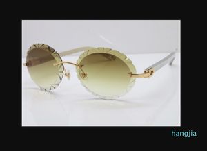 Édition limitée sans monture lentille sculptée T8200761 lunettes de soleil Vintage nouvelles lunettes en acier inoxydable lunettes de soleil à lentille ovale chaude unisexe