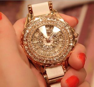 Limited Edition Royal Watches Luxury Diamond keramische riem Rose Gold Dress Wedding Quartz Pols Watch Gift voor Ladies9328803