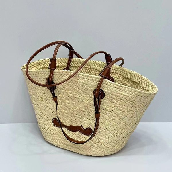 Sac de marque de mode d'été en édition limitée Sac de paille Sac de grande capacité Sac tissé en fibre végétale Panier de légumes mignon et pratique Sac momie Sac seau Sac de plage