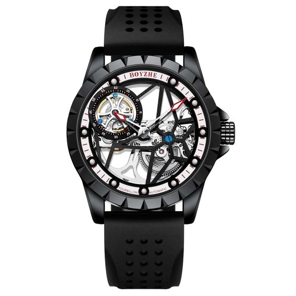 Edición limitada SUPERCLONE Tourbillon Reloj Esqueleto de muñeca personalizado Mecánico automático Etiqueta privada Hombres personalizados Aleación de cuero para hombres