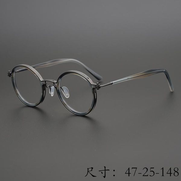 Édition limitée Vintage ultra-léger titane-acétate monture de lunettes Type de précision rétro lunettes rondes femmes homme mode soleil lunettes de soleil cadre