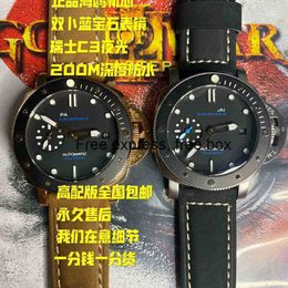 Édition limitée VS fibre de carbone céramique Paneraiswatch Pei montre militaire mouvement mouette automatique mécanique océan étoile plongée lumineuse Sa