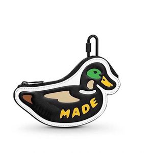 Edición limitada para mujeres Billetera caricaturas de animales a cuadros Plaid Keychain monedas de monedas de pato bolsas de embrague de embrague para mujeres y hombres amuletos accesorios colgantes regalo