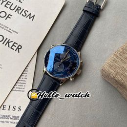 Beperkte nieuwe Chase Second IW371222 blauwe wijzerplaat Miyota quartz chronograaf herenhorloge stopwtch stalen kast lederen band herenhorloges H2891