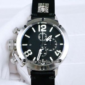 Limité nouveau gaucher U-72 U72 50 mm boîtier en acier cadran noir chronographe à quartz montre pour homme bracelet en cuir montres de sport pour hommes
