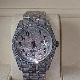 Vente limitée 5a zircon cristal diamant montre homme mouvement mécanique automatique verre saphir 904 acier inoxydable matériel boîte et papier d'origine