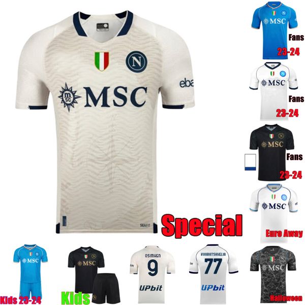 Limited SSC Napoli 23 24 Soccer Jerseys Maglia Naples 2023 2024 Di Lorenzo Kvaratskhelia OSIMHEN NAPOLI Men Kids Kit Maillots Every