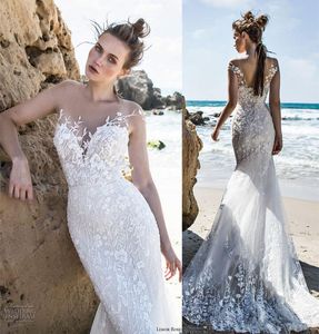 Limor Rosen 2019 robes de mariée de plage dentelle Appliqued Illusion cou mancherons robes de mariée robes arabes robe de mariée