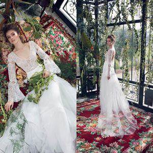 Limor Rosen 2020 Bohême Tassel robes de mariée Une ligne col en V à manches longues en dentelle robe de mariée Boho balayage train Tulle Robes de mariée