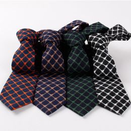 Linbaiway 6 cm rayé cravate pour hommes Plaid cravate costume décontracté nœuds papillon cravates mâle coton Slim cravates personnalisé Logo254Q
