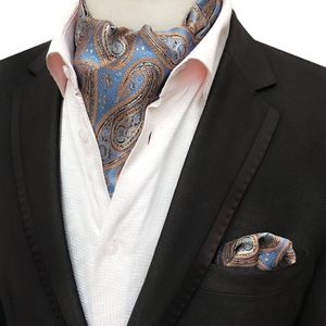 Linbaiway hommes costumes Ascot cravate ensemble pour homme cravate cravates mouchoir Floral Paisley poche carré mariage LOGO personnalisé Neck227a